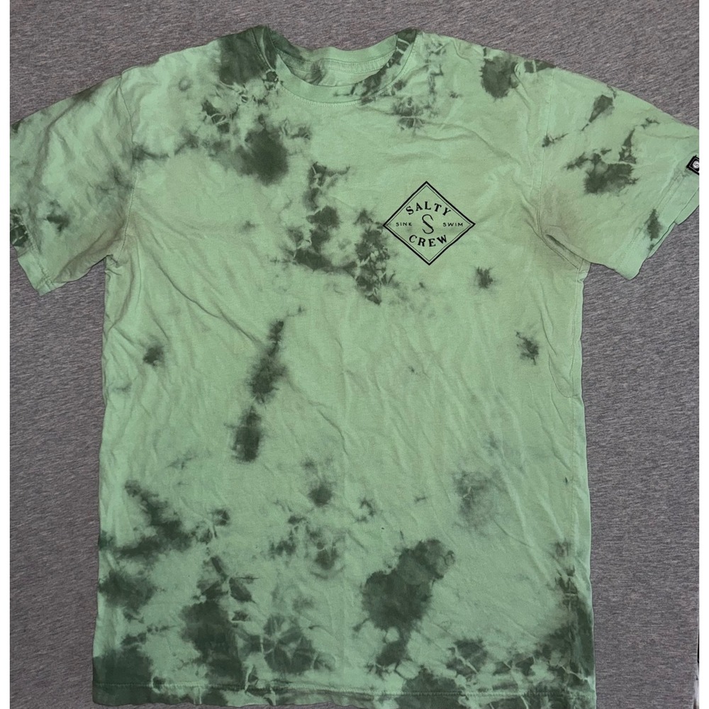 Salty Crew Mens Green Tie Dye Graphic T-Shirt Size Small Surf Streetwear Coastal